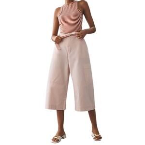 Anthropologie Maeve Wide Leg Utility Culottes Light Pink Size L